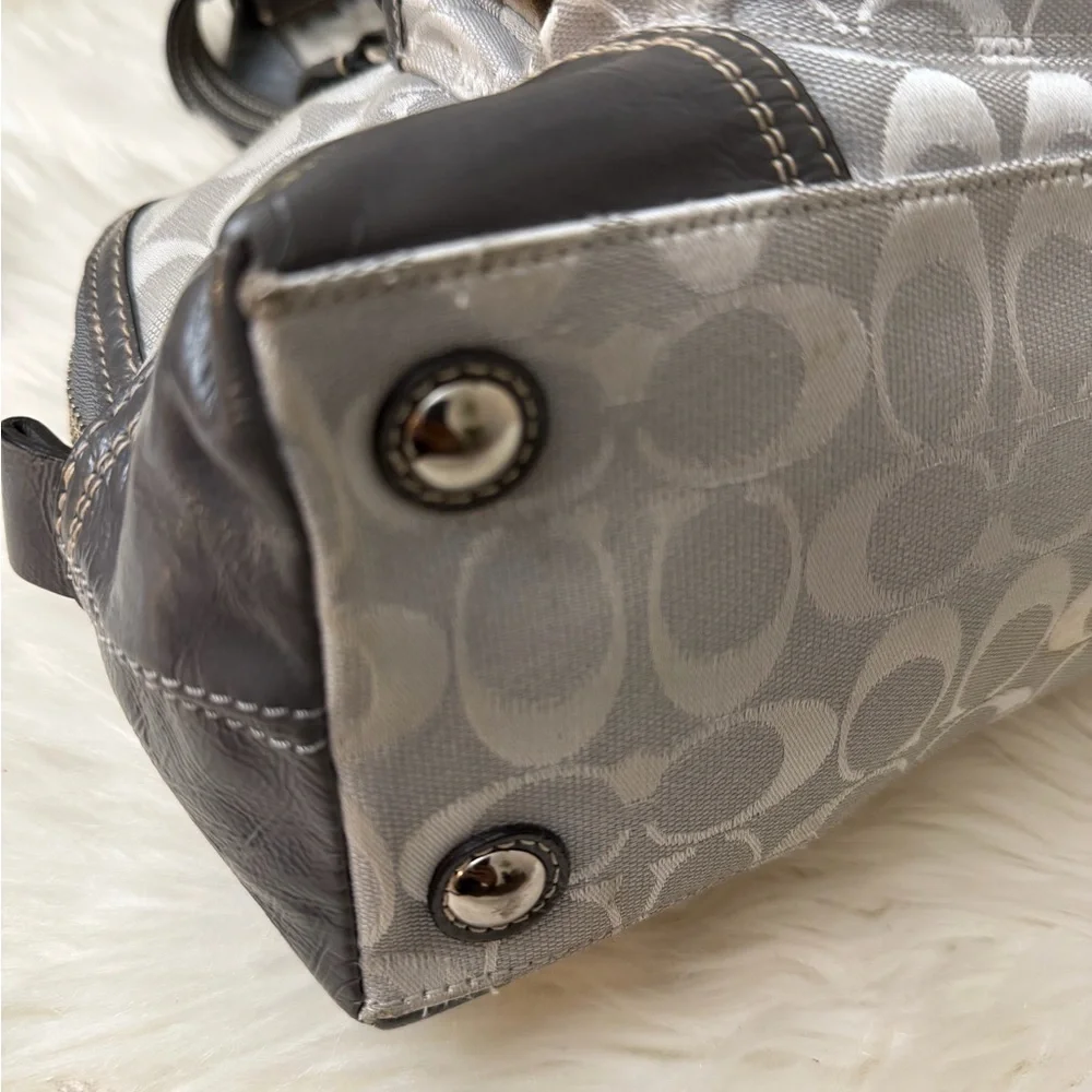 Coach Gray and Cream Shoulder Bag#F13977